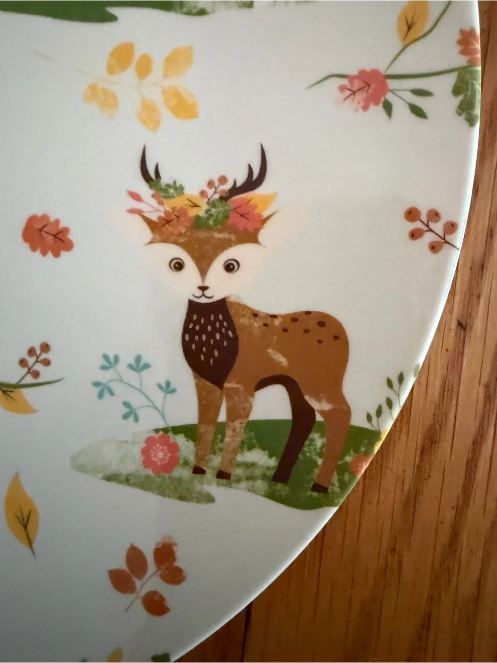 Melamine MidCentury Like 9” Woodland Animals Plates (3) Green orange, kids Retro